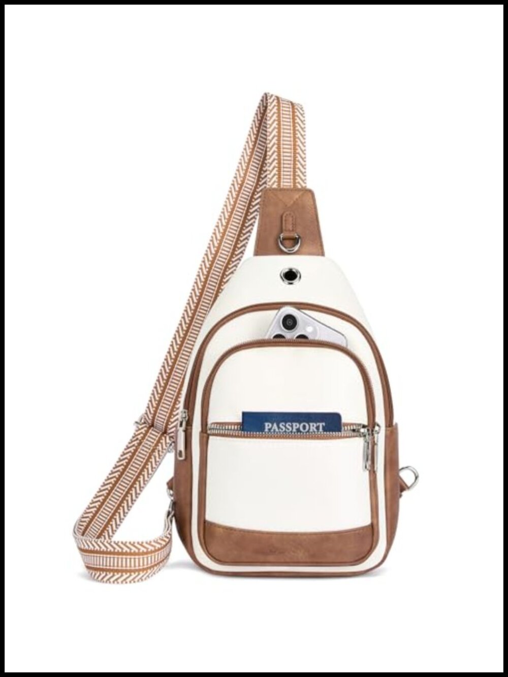 PU Leather Sling Bag Crossbody Purse 7L Travel Multi-Pocket Women